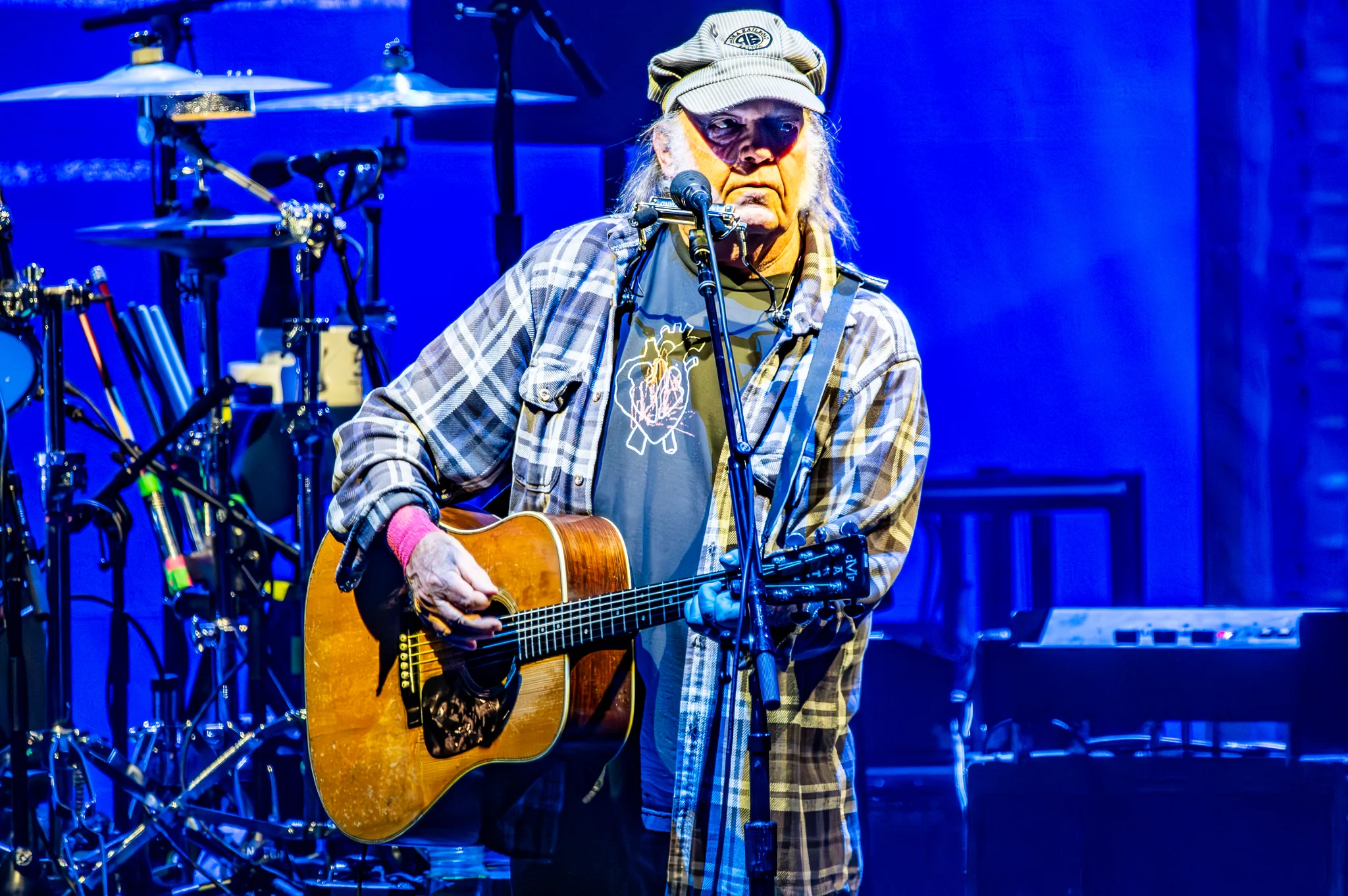 Neil Young & The Chrome Hearts performing at Deer Lake Park, Vancouver, BC - concert photography by Michael Caswell